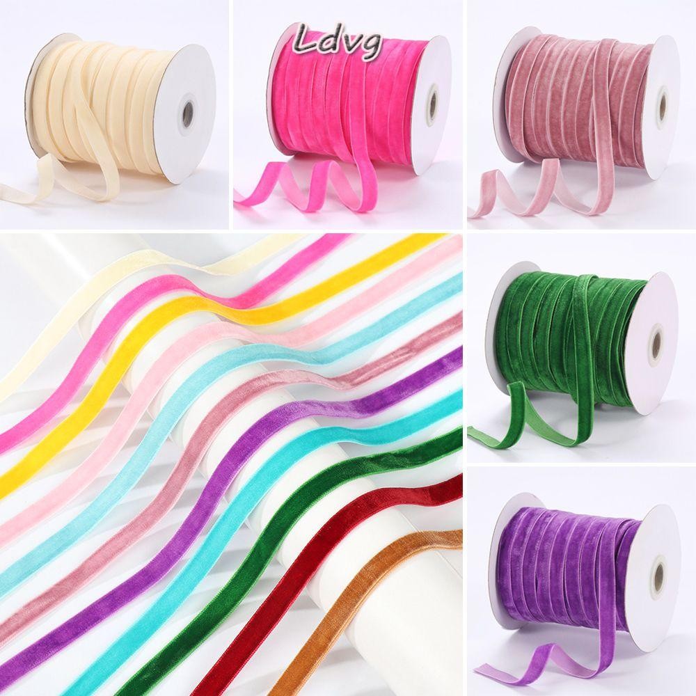Ldvg 50 หลา 10 มม.Flocking ผ้าไหมหัตถกรรมช่อดอกไม้ตกแต่งบ้านห่อ Band