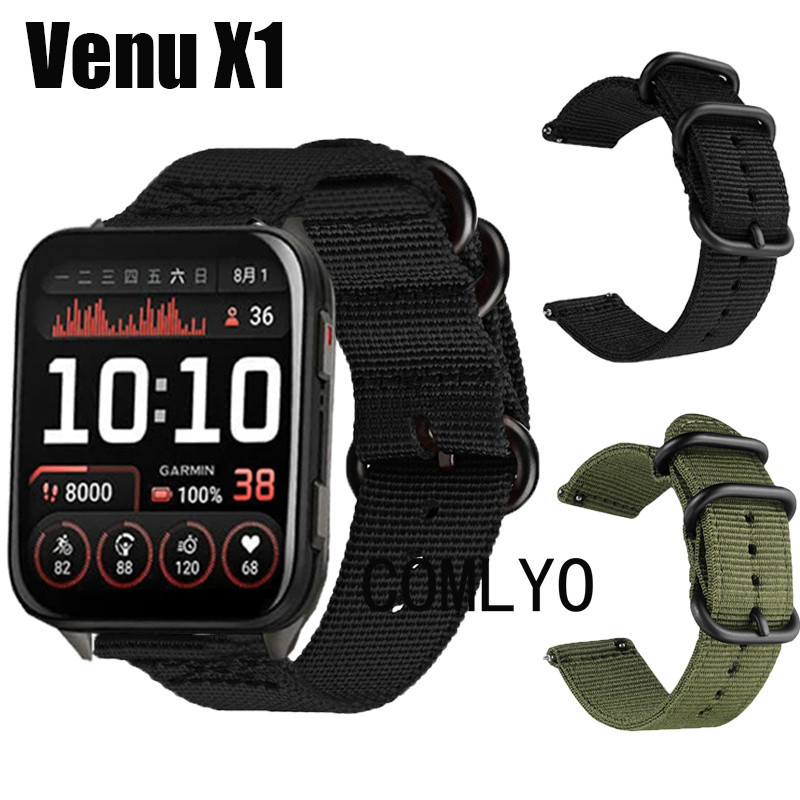 For Garmin Venu X1 สมาร์ทสายนาฬิกาผ้าใบไนลอนกีฬาวงผู้หญิงผู้ชายกลางแจ้งเข็มขัด