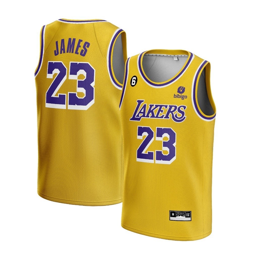 [ORIGINAL] James Lakers 23 Yellow Jersey - Swingman Basketball T-Shirt Tshirt Tops เครื่องแต่งกาย
