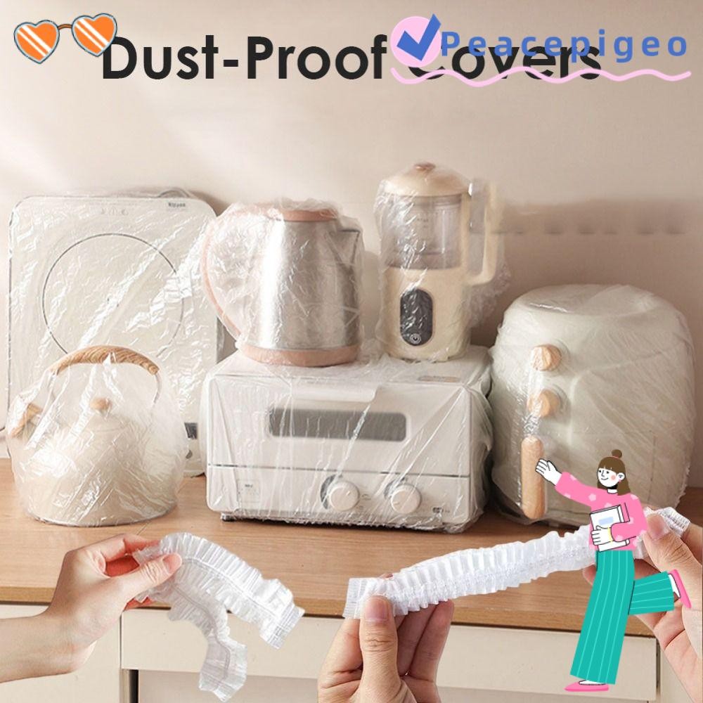 PEACEPIGEO ผ้าคลุมกันฝุ่น 10 ชิ้น, ฝาครอบพลาสติก Generic หนา, ฝาครอบป้องกันเครื่องใช้ไฟฟ้าแบบใช้แล้วทิ้งแบบใส PE ทนทาน
