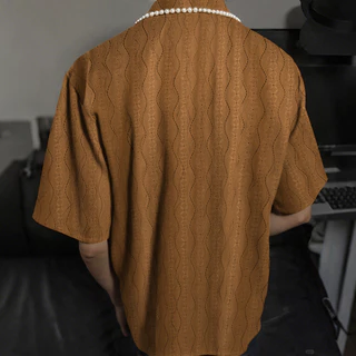 เสื้อเชิ้ตไข่มุกดีไซน์ลำลองสี solids สําหรับผู้ชาย