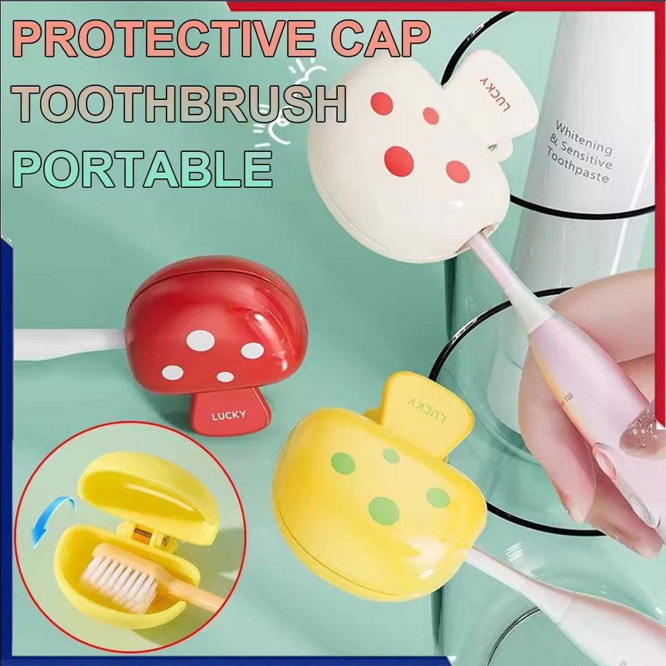 กล่องเก็บแปรงสีฟันแบบพกพารูปเห็ด Creative Mushroom Travel Toothbrush Storage Clip แปรงสีฟันกันฝุ่นแบบพกพา ฝาครอบแปรงสีฟัน ของขวัญ