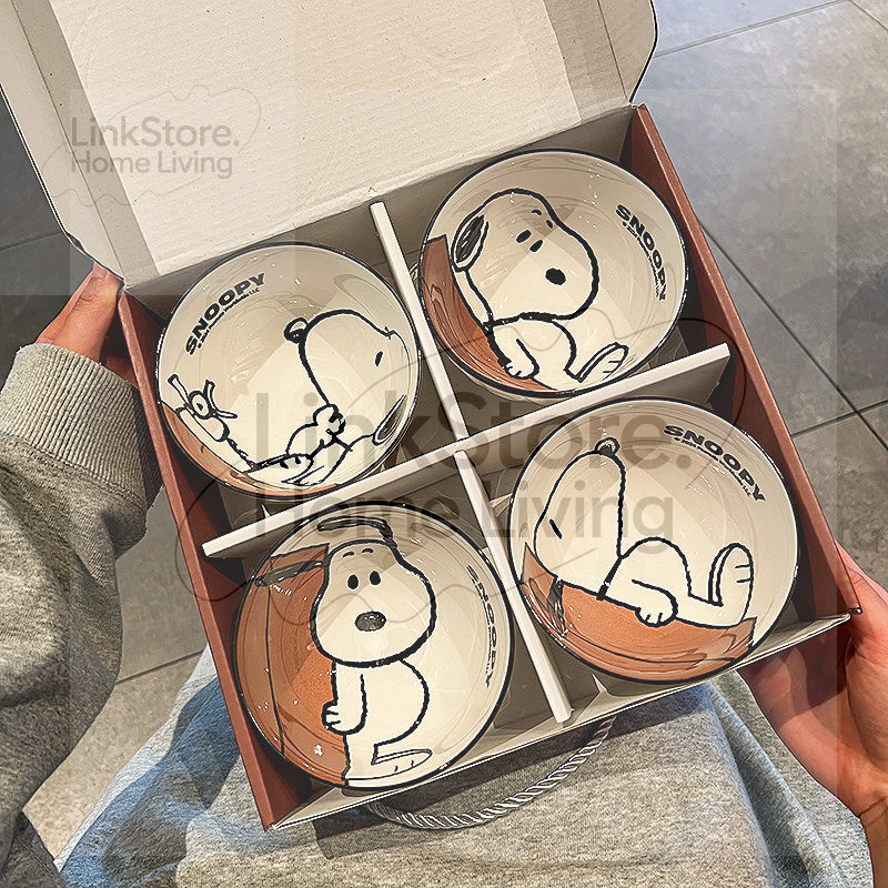 🔥ชามเซรามิค  ชามเซรามิค Snoopy  ชุดอาหารเด็ก  ครัวเรือน 2025 ใหม่ชามเซรามิค  น่ารักชุดชามก๋วยเตี๋ยว VBW6