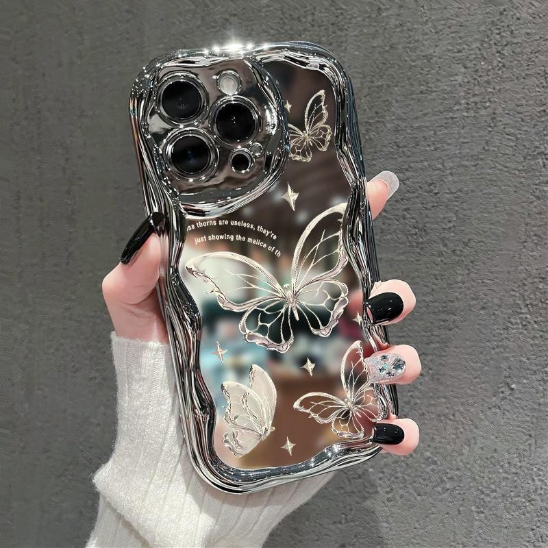 ผีเสื้อคริสตัลสําหรับ iphone 16 11 12 14 15 13 13PRO 16PRO 16PLUS 14PLUS 14PROMAX 12PROMAX XXS XSMAX