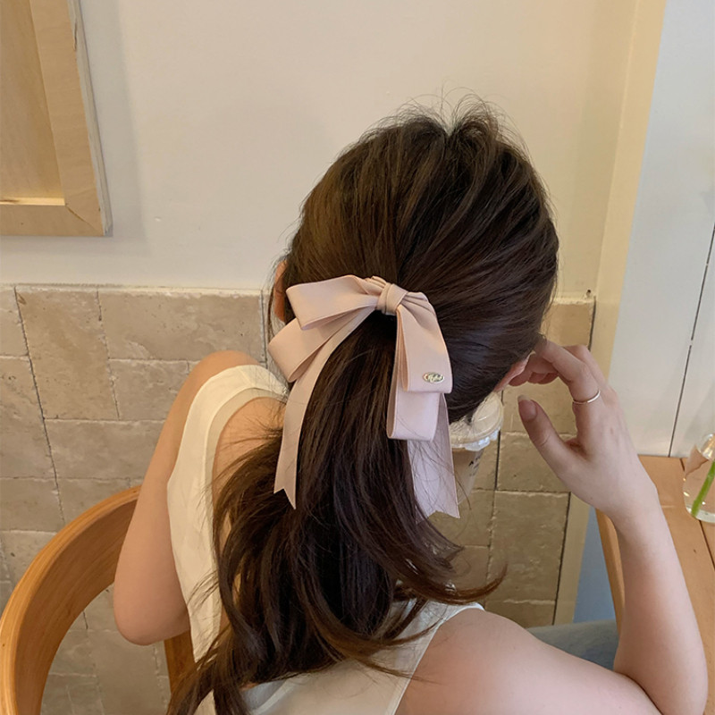กิ๊บริบบิ้นโบว์ขนาดใหญ่ สไตล์ญี่ปุ่น สองชั้น สีขาว เครื่องประดับผมสำหรับ 여성