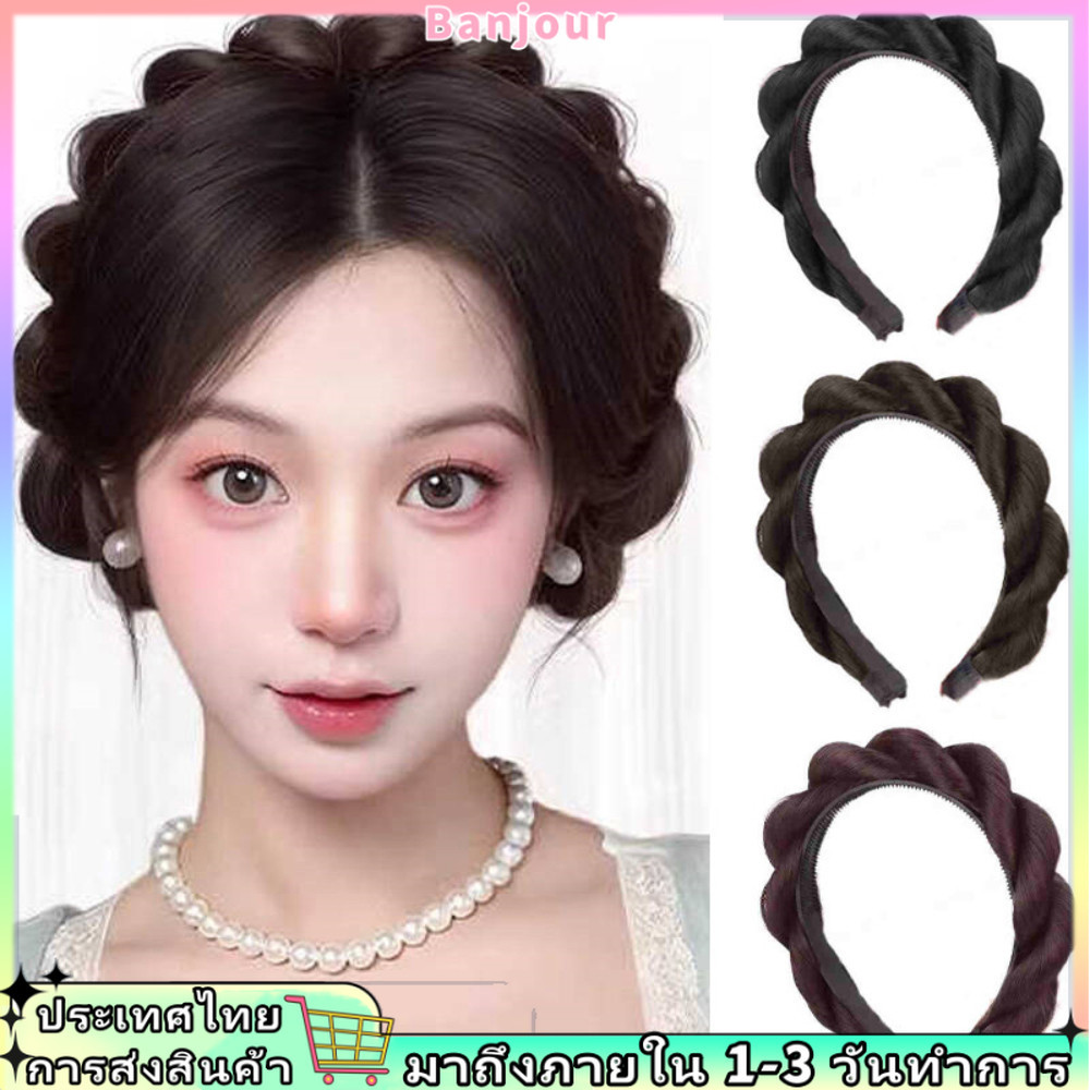 สไตล์โบราณเจ้าหญิงสาวบุญวิกผมคาดศีรษะธรรมชาติหนาบิดถักส่วนขยาย