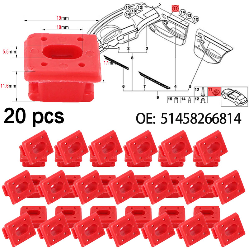 20PCS คลิปแผงตกแต่งแดชรถ สําหรับ BMW E46 E65 E66 พร้อมหัวเข็มขัดอุปกรณ์ตกแต่งภายใน