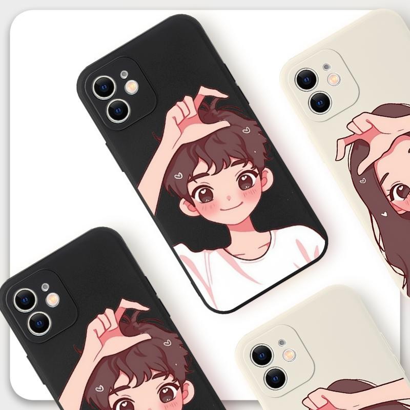 Jeero เคสคู่ เคสไอโฟน คู่รัก กันกระแทกนุ่มการ์ตูนน่ารักตลก เคสโทรศัพท์ for iPhone 16 15 14 13 12 11 Pro Max SE 2020 X XR XS 8 7 Plus พลัส  ZC048 - รูปที่ 4