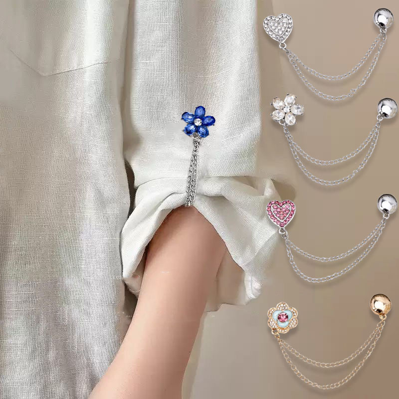 ปุ่มปรับการตรึงข้อมือแม่เหล็ก แบบโซ่ดอกไม้ พลอยเทียม ใหม่