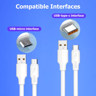 สายชาร์จ 6A ชาร์จเร็วสุด 120W สายชาร์จ สำหรับUSB Type C รองรับ Quick Charge 4.0 charge