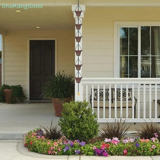 SKTH โซ่ฝน, Gutter Downspouts Divter กลางแจ้งโลหะทองแดงลายสก๊อต Rainwater Extensions, 12 ถ้วย SKK