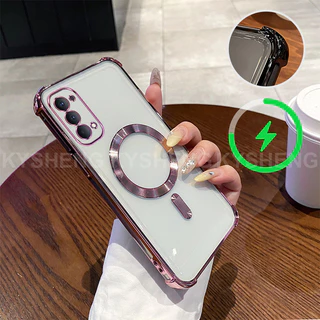 เคสสําหรับ OPPO Reno 4 5 5k เคสโทรศัพท์ซิลิโคน TPU พร้อมการชาร์จแม่เหล็กและสี่มุมป้องกันการตกเปลือกนิ่มโปร่งใส 009