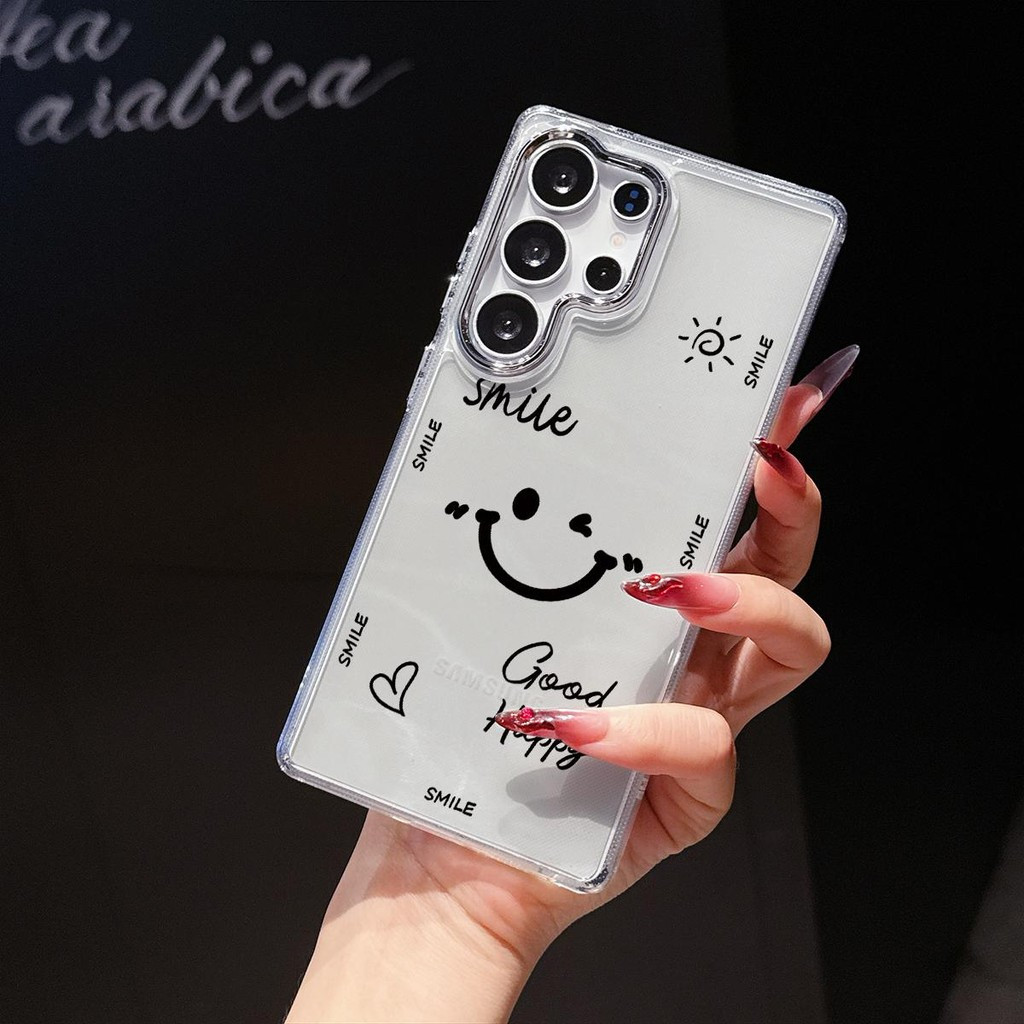 เคสโทรศัพท์การ์ตูนดีไซน์หน้ายิ้มสีดําวาดด้วยมือสําหรับOppo Realme 11 12 13PROPLUS 9PRO C75 C65 14 C6
