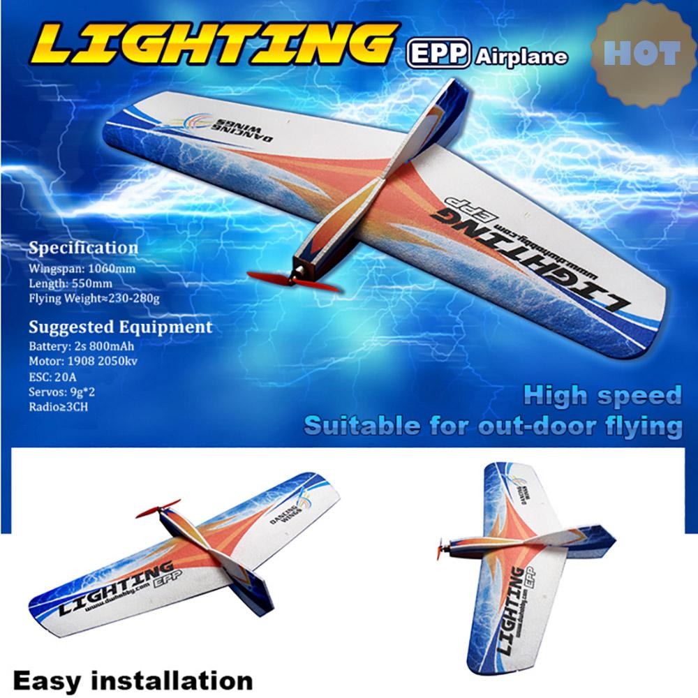 [2025 Super Sale]Dancing Wings Hobby E1101 Lighting 1060mm Wingspan EPP Flying Wing RC Airplane Trai