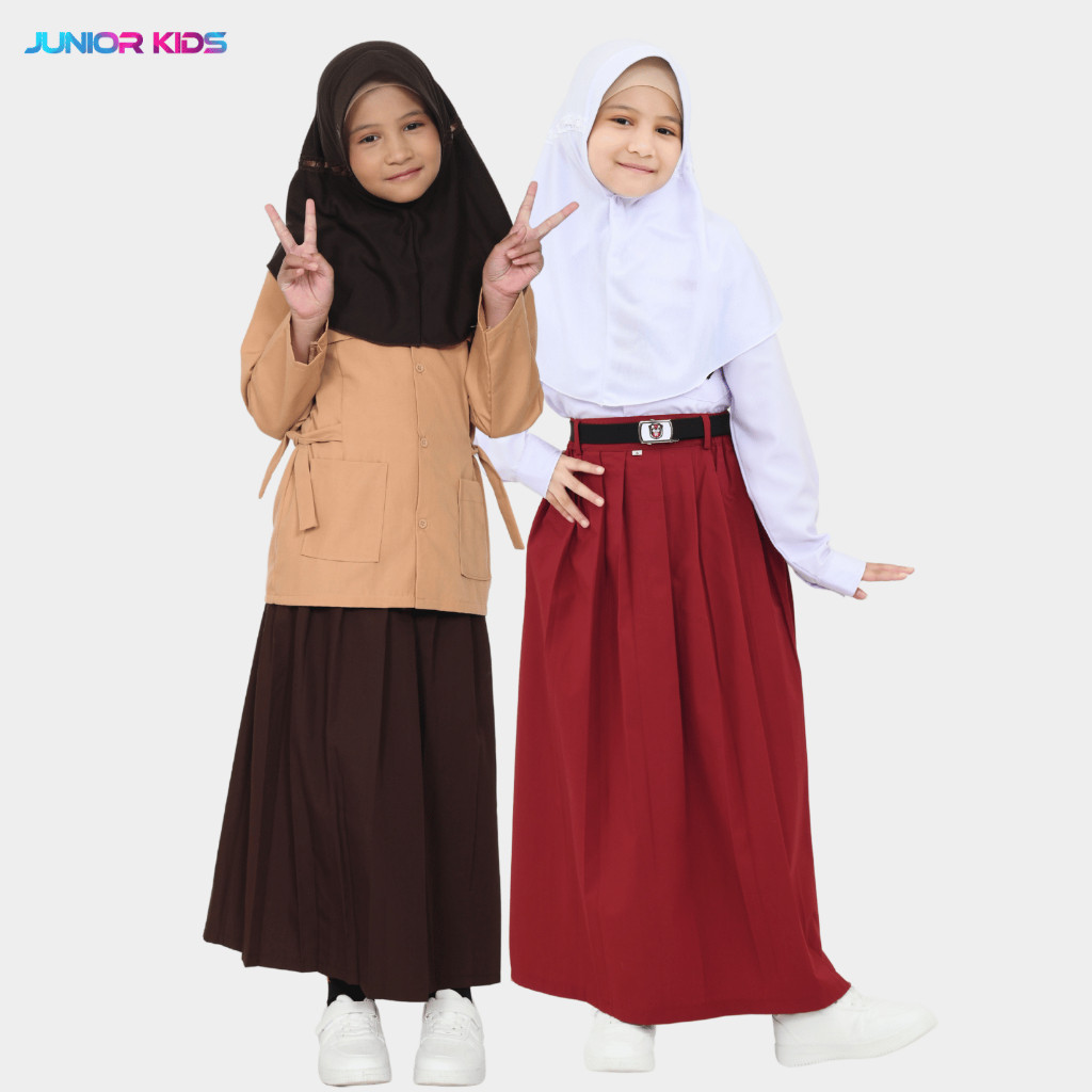 MERAH DELI STORE ชุดนักเรียนประถมสีแดงและสีขาวและลูกเสือสาวแขนยาวสําหรับชั้นประถมศึกษาปีที่ 1-6 ประถ