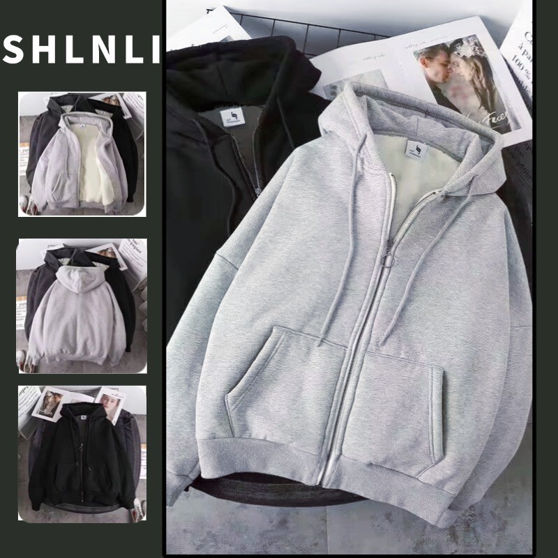 แจ็คเก็ตสำหรับผู้ชายไซส์ใหญ่ ออกแบบมาเพื่อความสบายในฤดูใบไม้ร่วงถึงฤดูหนาว มีซิปและเสริมขนแกะให้อุ่น