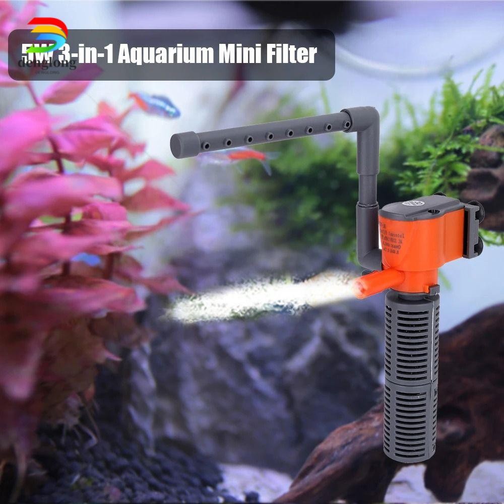 Denglong 1 ชิ้นถังปลากรอง, 3-in-1 Aquarium Submersible ปั๊มน้ํา, 3 W/5 W AC220-240 V Mini ออกซิเจนปั๊มลมสําหรับถังปลาขนาดเล็ก