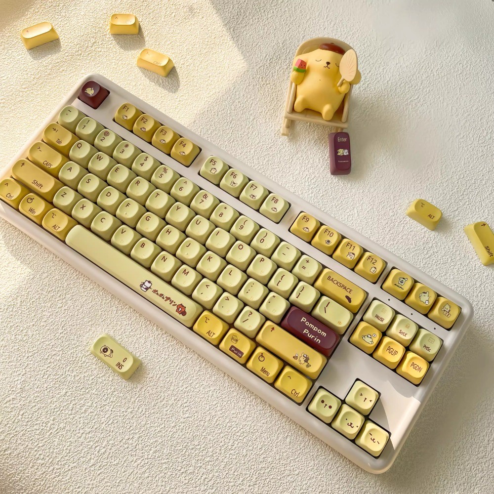 Pom Pom Purin Keycaps MOA โปรไฟล์ 120 คีย์ PBT Dye Sublimation Wooting60 MAD60 Aula F75 Keycaps น่าร