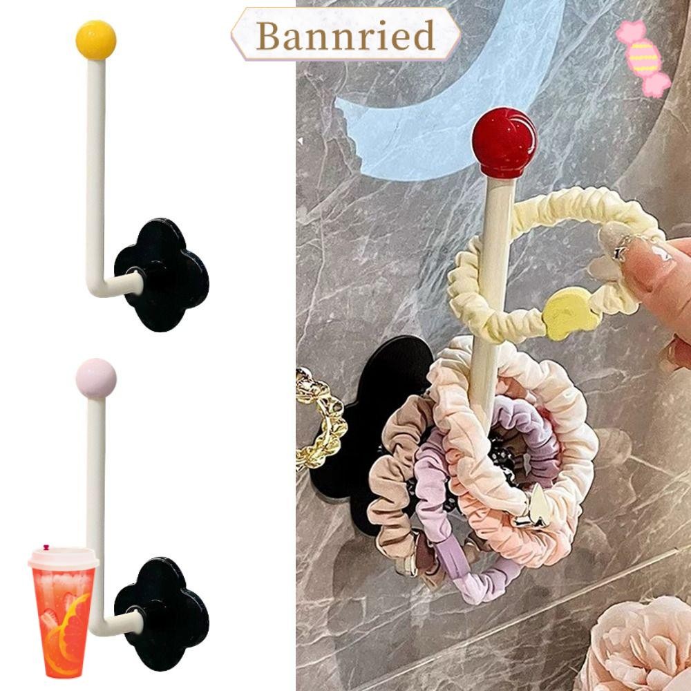 BANNRIEDSG Hairband Storage Hook, L-Shape Punch Free Cloth Hanger, Fashion Dopamine Wall Mounted Kitchen Storage Rack