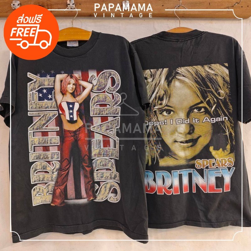 [ Britney Spears ] OOPS! I DID IT AGAIN Bio Washed tag BL เสื้อวินเทจ เสื้อทัวร์ papamama vintage sh