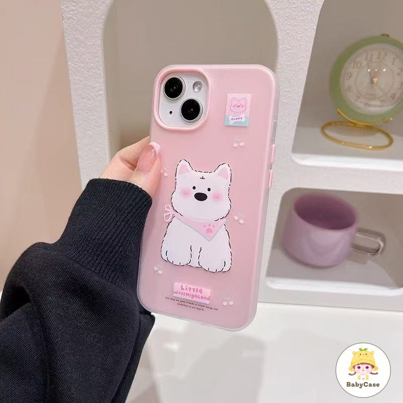 เคสไอโฟน 11 16 สำหรับ iPhone 15 13 16 11 12 14 Pro Max 15 16 7 8 Plus XR X XS ปกใหม่ 2 in 1 ลายการ์ตูนลูกสุนัขแสนหวาน