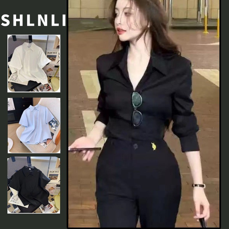 เสื้อโปโลคอปกสไตล์เกาหลีสำหรับผู้หญิง สีทึบ ออกแบบมาเพื่อความคล่องตัวในการสวมใส่และการใช้งานหลากหลายโอกาส