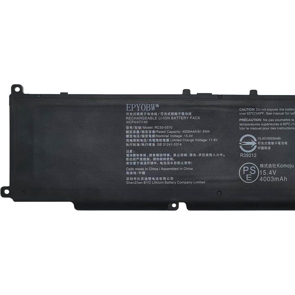 RC30-0370 แบตเตอรี่แล็ปท็อป 61.6Wh ใช้งานร่วมกับ Razer Blade 14 2021 2022 / Blade RZ09-0370 RZ09-042