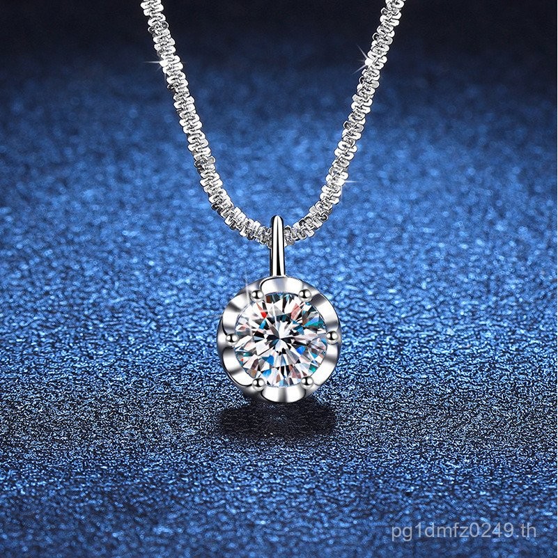 กะรัตเงินสเตอร์ลิง s925 จี้ D สีกะหล่ําปลี Chain Shining สร้อยคอ Moissanite 1 Crown Moissanite สร้อย