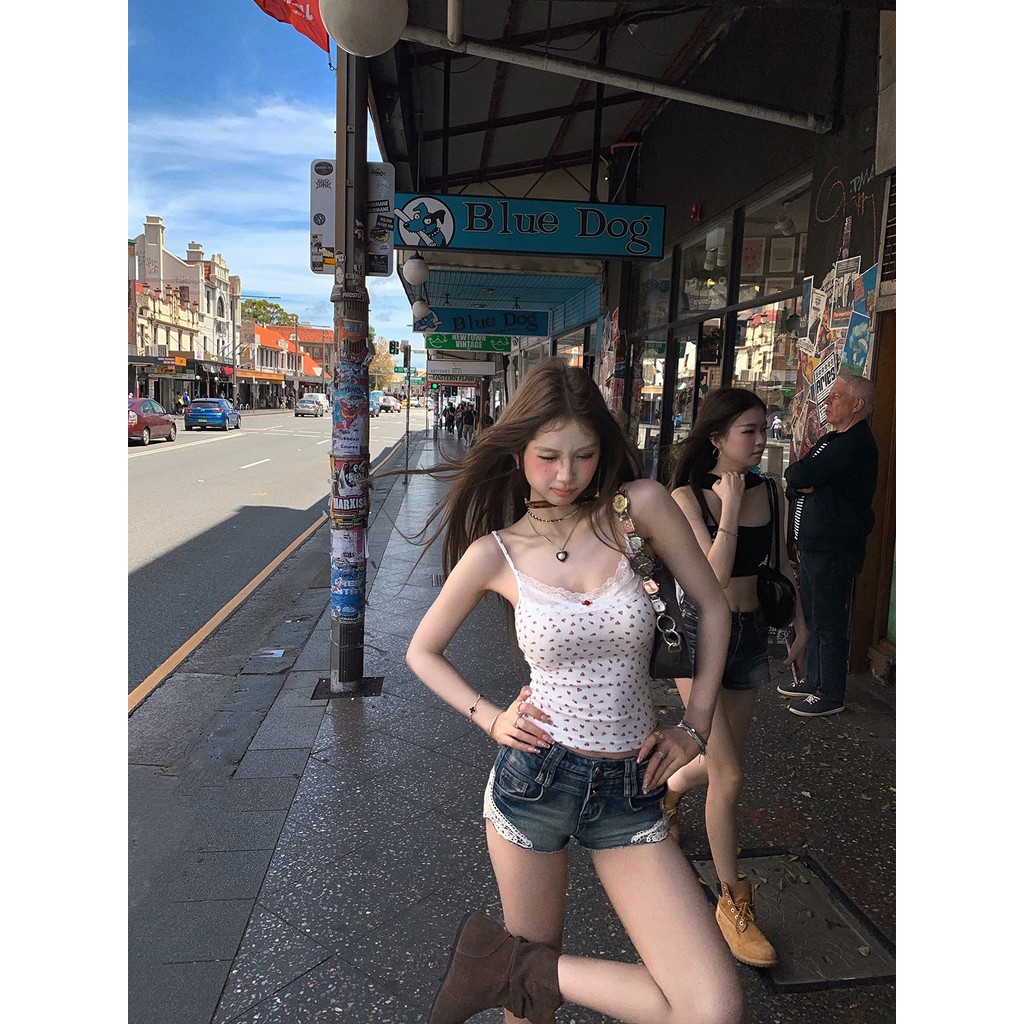 Brownie Sweet Sweet Spice Floral Lace Camisole ผู้หญิง Slim-fit Slimmer ดูภายใน Top Xia Kege I Zhuxi