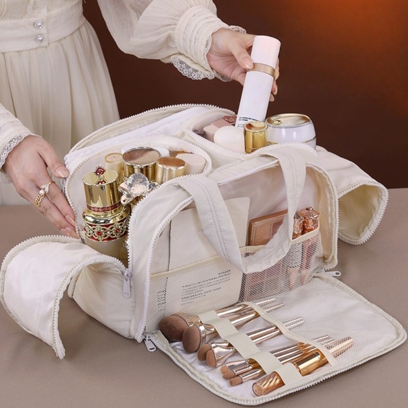 JJ * Professional กล่องเก็บเครื่องสําอางพร้อมแทรกที่ถอดออกได้ผ้ามัลติฟังก์ชั่แต่งหน้าสําหรับ Salon H