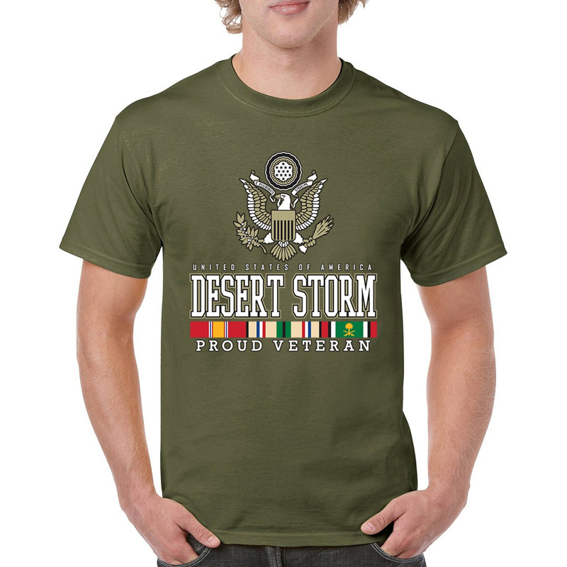 ⭐️Desert Storm Proud Veteran เสื้อยืด Army Gulf War DD 214 Mens Tee纯棉男女士T