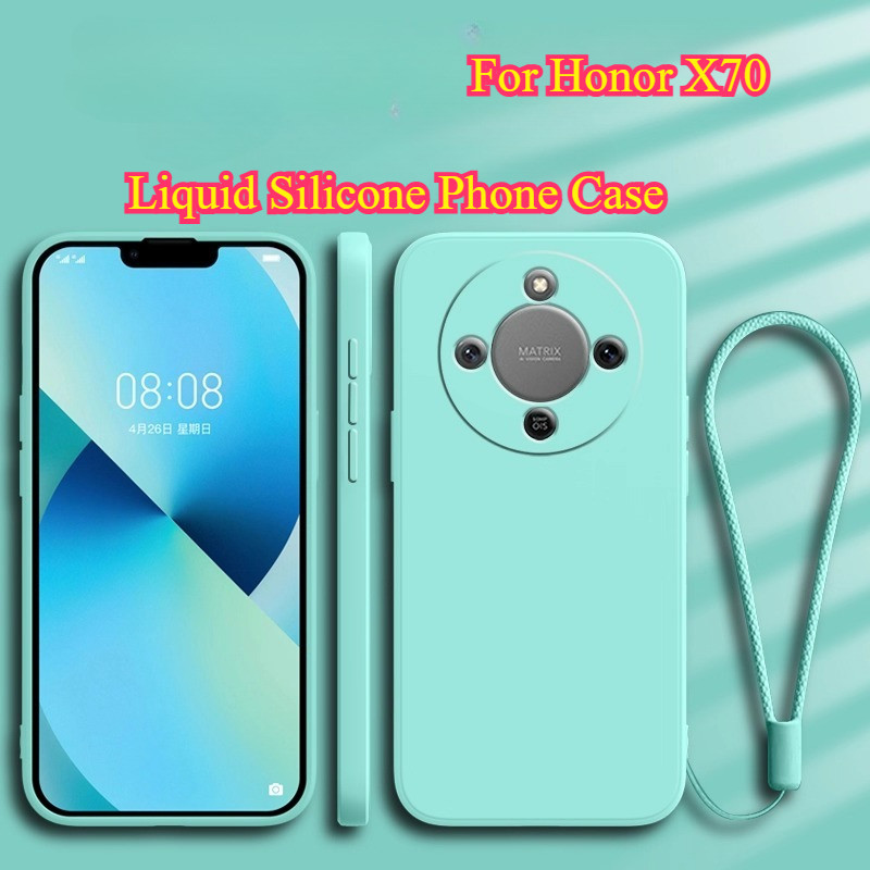 ซิลิโคนเหลว Matte Case สําหรับ Honor X70 กันกระแทก TPU เลนส์ป้องกันกันชนฝาหลังสําหรับ HonorX70 X 70