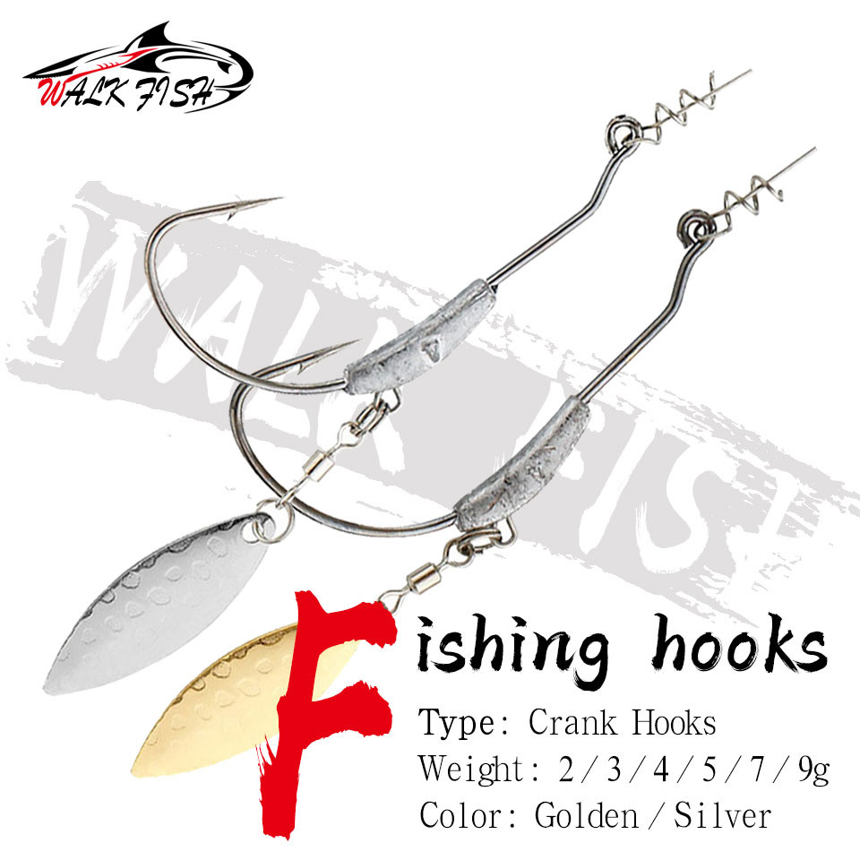 เบ็ดปลายกรุบท่อนเดียว Spring-Lock หลายขนาด (2g - 9g) สีทอง/เงิน พร้อมช้อนหมุน