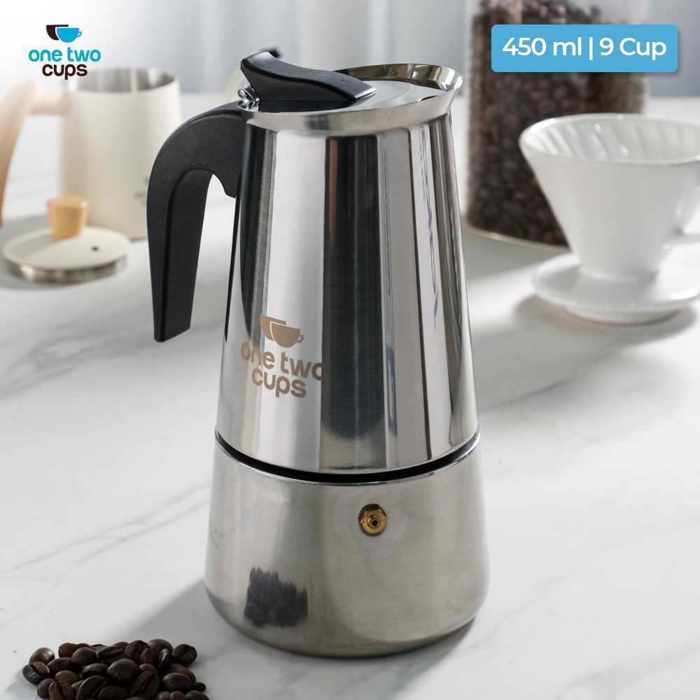 INOVSSTTR Moka Pot เครื่องชงกาแฟเอสเปรสโซเตาตั้งพื้น 9 ถ้วย 450ml - Z20