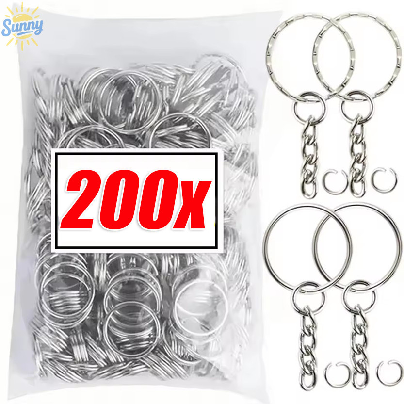 50/100/200 ชิ้นโลหะแยกแหวนสั้น Chain Key แหวน / DIY เครื่องประดับทําพวงกุญแจ / โลหะจี้เปล่า