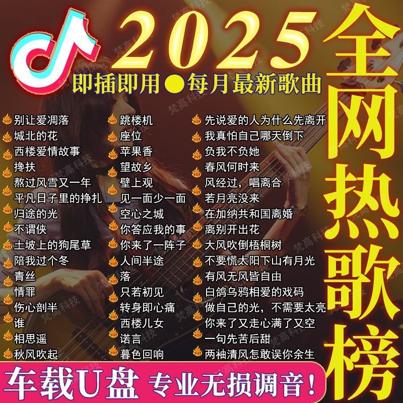 2025 汽新款 车u盘音乐车u盘无线音乐u盘车优质音2025 Tiktok เพลงล่าสุดรถติดตั้ง USB