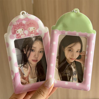 สตรอเบอร์รี่ Xiaomei Gemini 10 ซม.ผู้ถือบัตรโพลารอยด์ Aidou การ์ดขนาดเล็ก Campus Card Storage กระเป๋าแสดงจี้