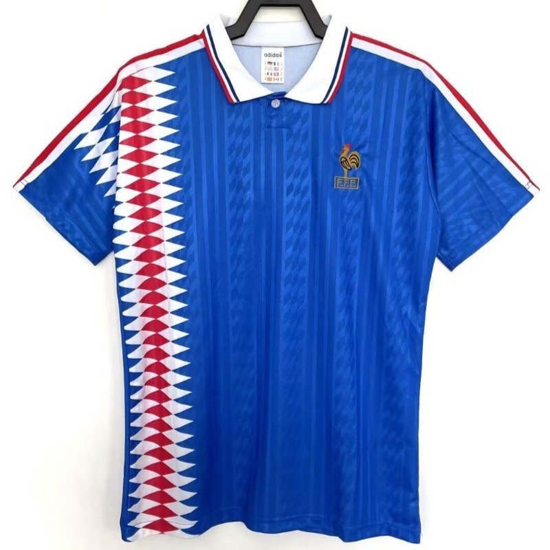 เสื้อฟุตบอลวินเทจปี 1994 ทีมเหย้าฝรั่งเศส สีน้ำเงิน ไซส์ S-XXL แห้งไวคุณภาพดี