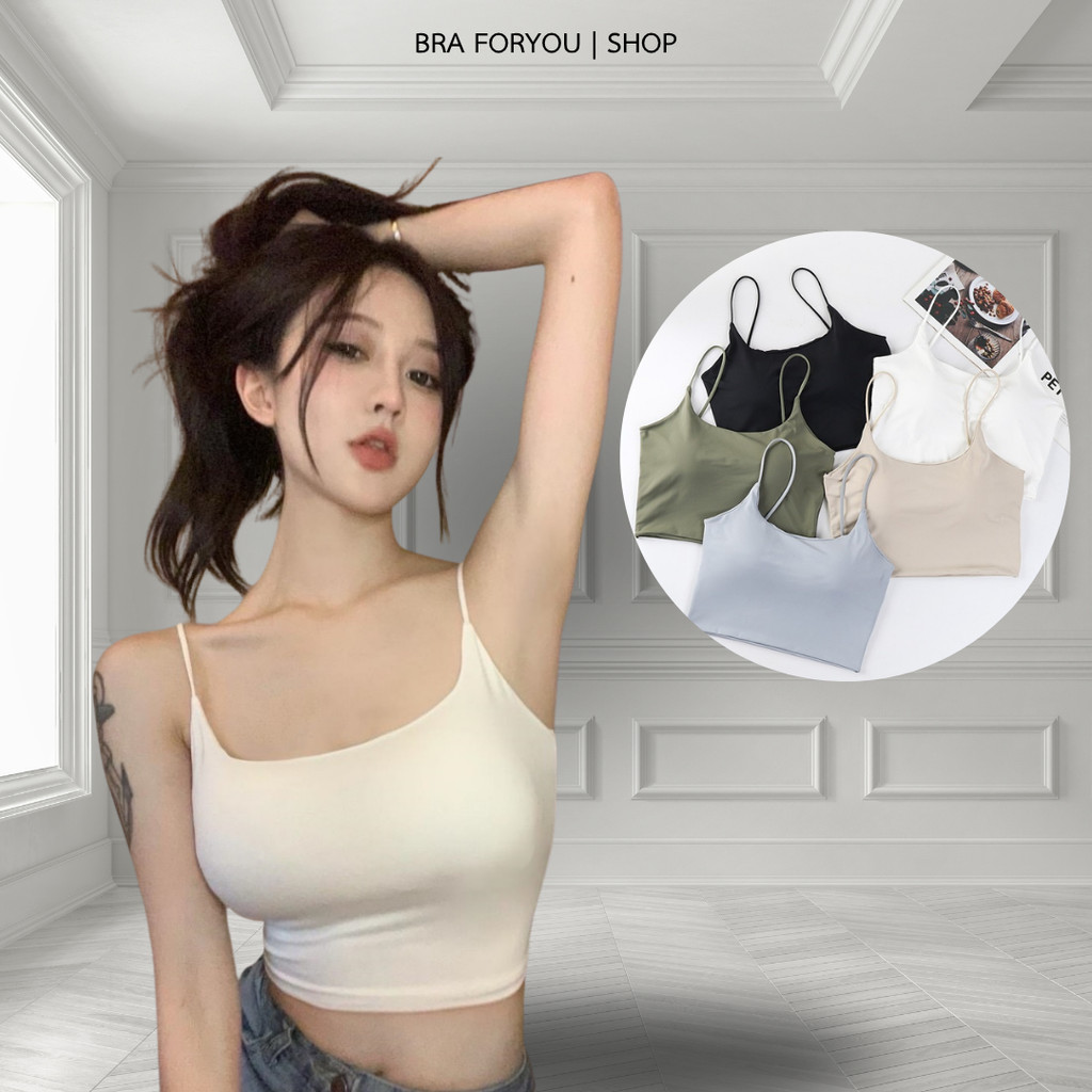 Bra Foryou เสื้อสายเดี่ยวสายฝอ เซ็กซี่ ใส่สบาย สไตล์เรียบง่ายใส่ได้ทุกวัน (820)Women ผ้าไหมน้ำแข็งใส่เย็นสบายผิว