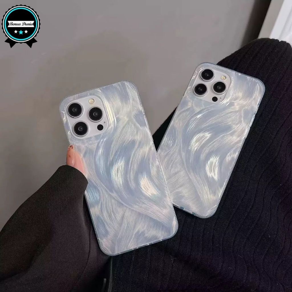 CLARITY Swirl Hologram Case Silver Textured - Hardcase/ Casing Compatible สําหรับ Samsung A06 A16 A2