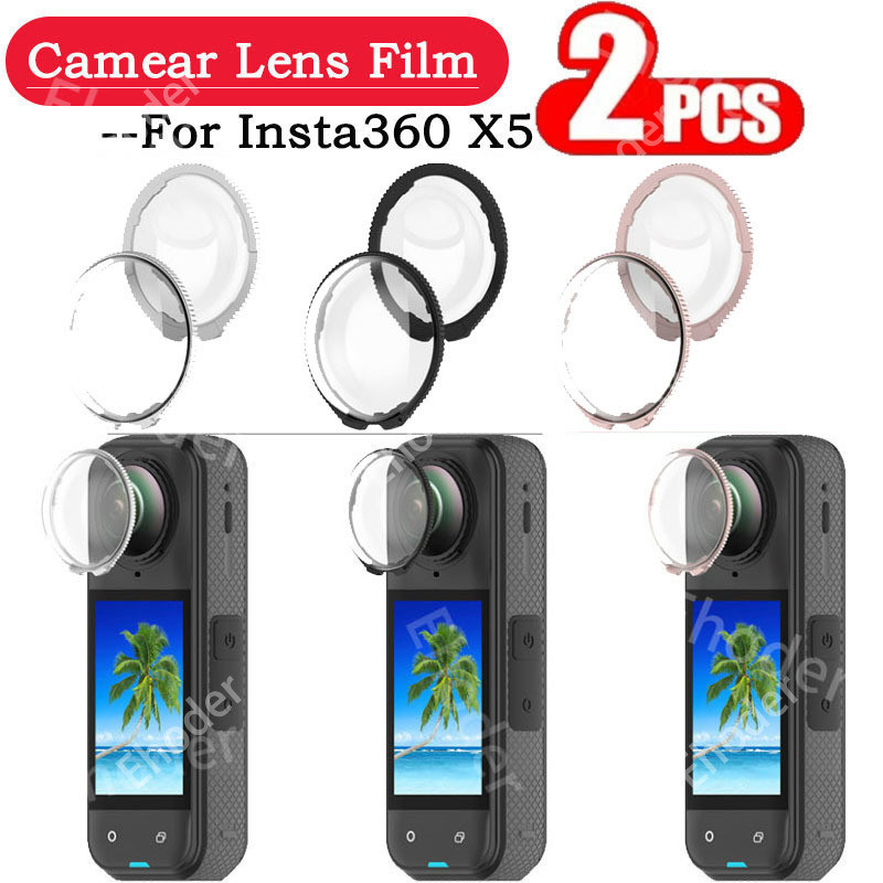 2PCS เลนส์กล้องฟิล์มสําหรับ Insta360 X5 X4 X3 PC เลนส์ Guard Cover Protector สําหรับ Insta360X5 Insta360X4 Insta360X3 Anti-Scratch ป้องกันกีฬากล้องอุปกรณ์เสริม