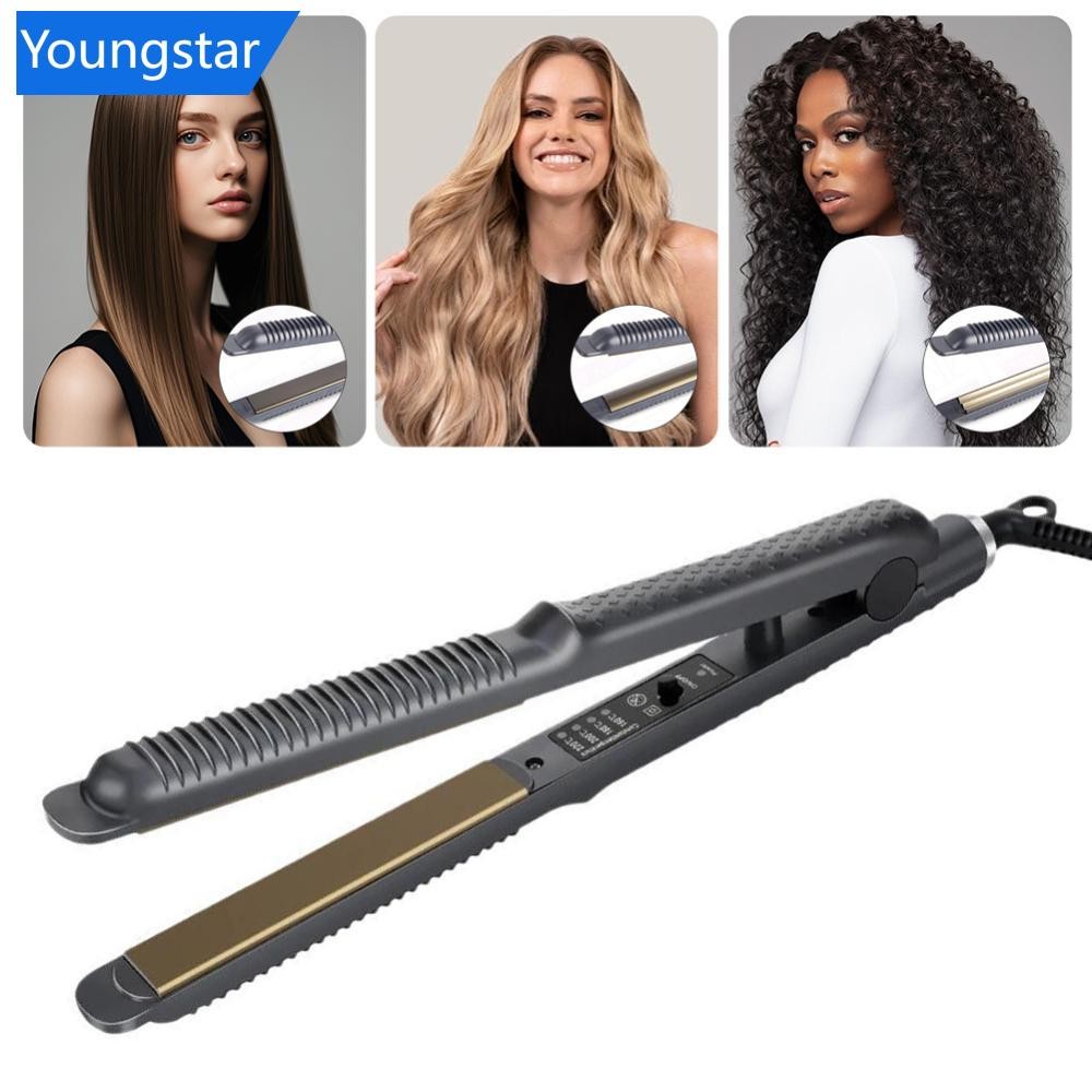 FYY US/EU/UK Plug 2-in-1 Hair Straightener Curler Mini เหล็กแบนสําหรับ Bangs แบบพกพาขนาดเล็ก Wavy Cu
