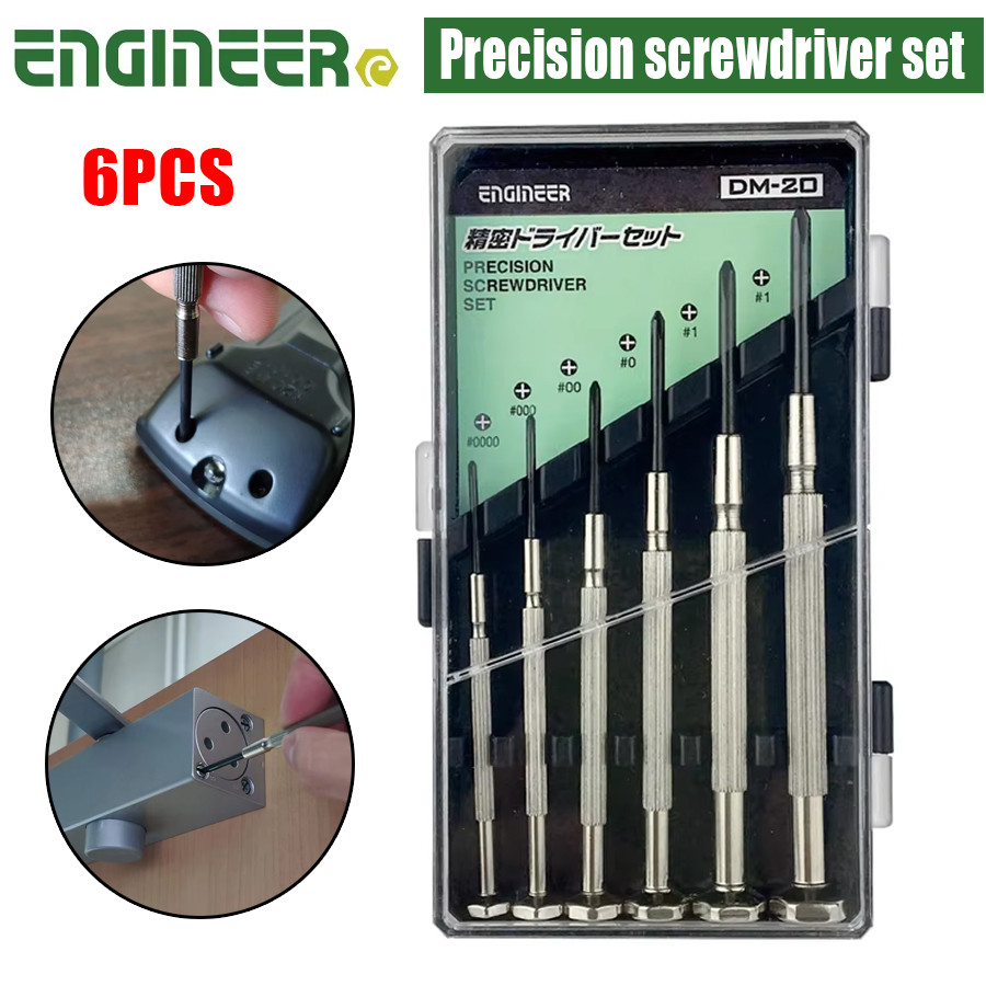 ENGINEER 6 in 1 Precision ไขควงชุด Phllips/Slotted ชุดซ่อมขนาดเล็กสําหรับโทรศัพท์มือถือ/PC/Came DM-2