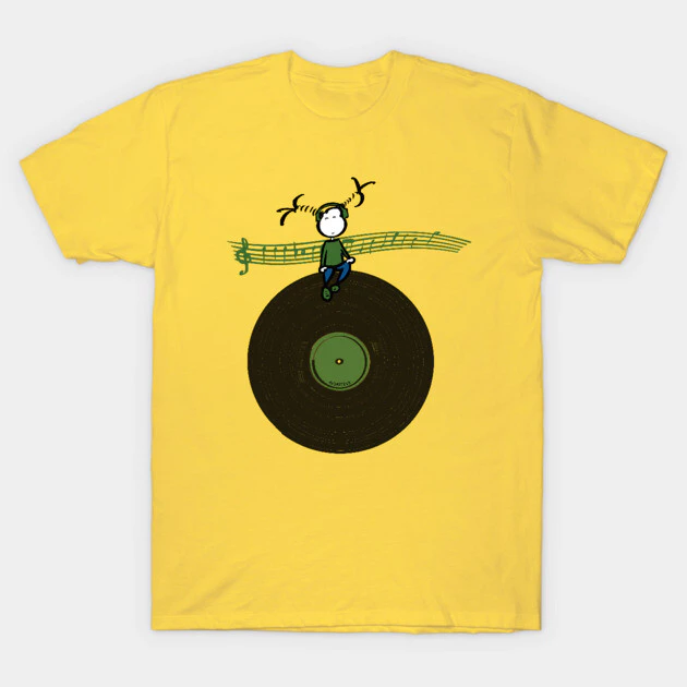เสื้อยืด Vintage Vinyl time Cotton 100%