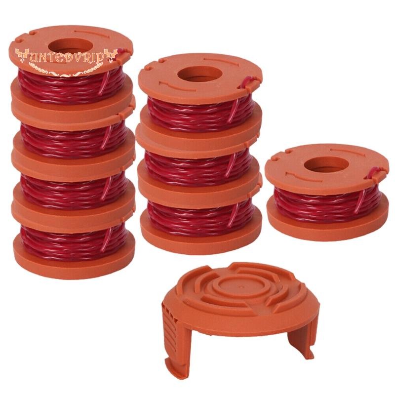 [Quick U]9 แพ็คเปลี่ยน SPOOL String Trimmer Line 8 แพ็ค SPOOL และ 1 หมวกเครื่องตัดหญ้าอุปกรณ์เสริมสํ
