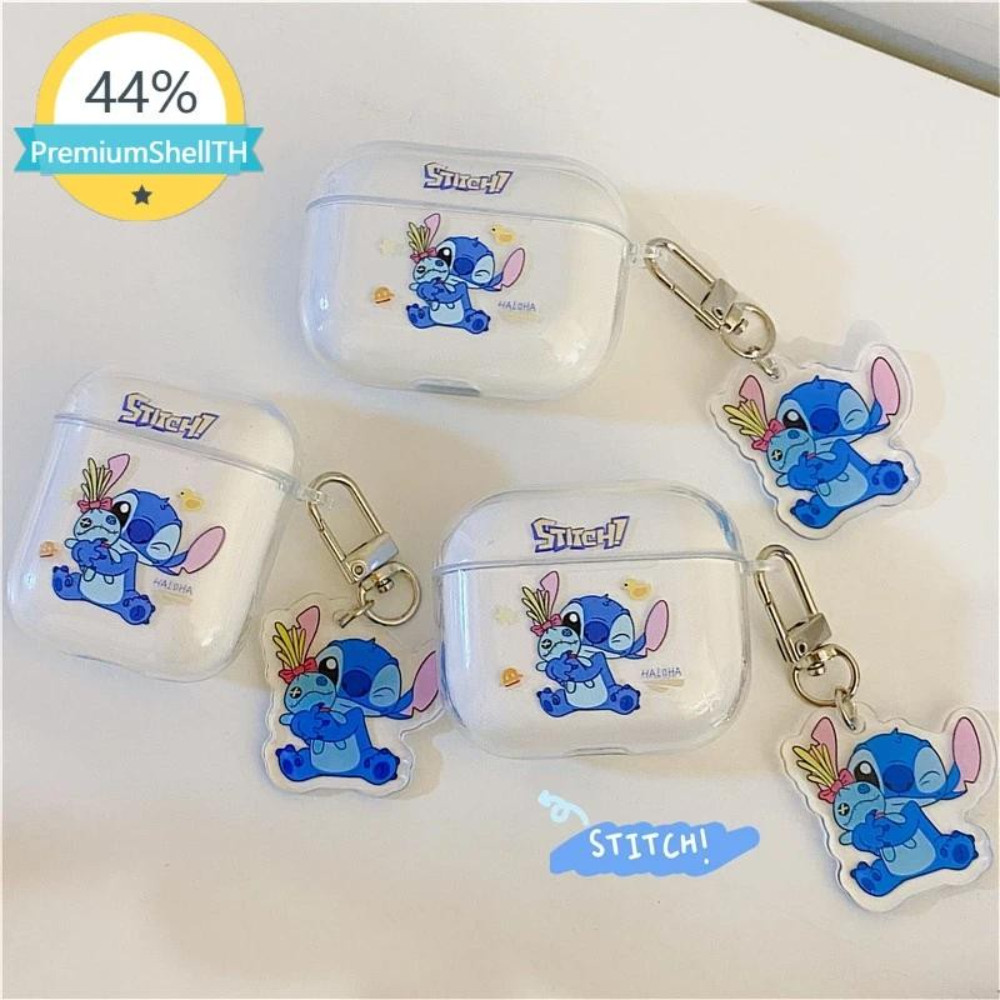 COD-ในไทย Stitch เคสหูฟัง Bluetooth แบบใส Airpods เคสป้องกัน Airpods1/2/pro เคสหูฟัง ป้องกันการตกและสูญหาย