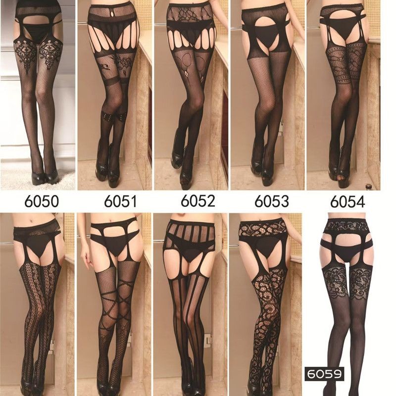 大码感吊带丝袜女斤一体式黑丝袜床上薄款渔网袜连裤袜Large size suspender stockings women's pound one-piece black stockings20250