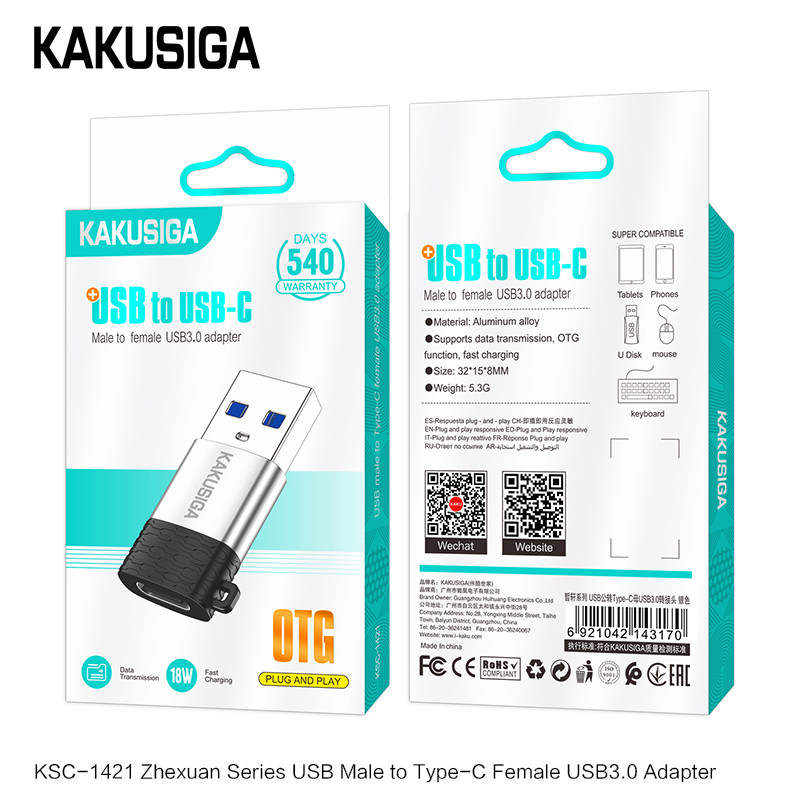 อะแดปเตอร์ OTG USB Type-C/Micro USB แปลงพอร์ต รองรับไมโครโฟน ถ่ายโอนข้อมูล ชาร์จเร็ว ใช้ได้กับทุกอุปกรณ์ AB7 KAKU
