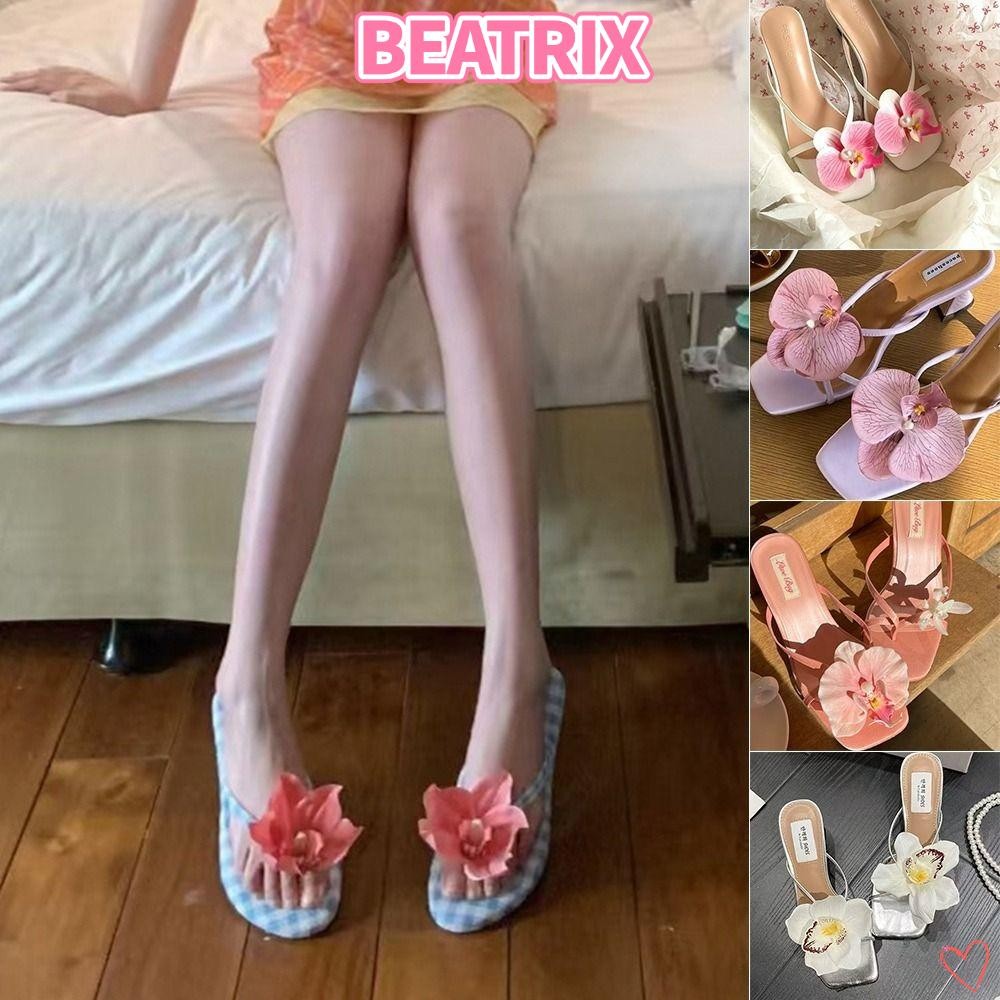 รองเท้าแตะลายผีเสื้อและดอกไม้ พร้อมเข็มขัดกล้วยไม้ ออกแบบพิเศษสำหรับรองเท้าแตะ