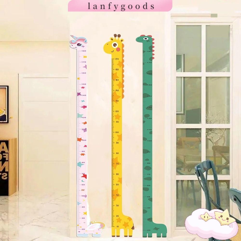 LANFYGOODS สติ๊กเกอร์ความสูง,ยูนิคอร์นไดโนเสาร์ยีราฟกันน้ําความสูงวัดไม้บรรทัดสติกเกอร์,กระดาษติดผนังห้องเด็กอนุบาลเนอสเซอรี่ตกแต่งการ์ตูนวอลล์เปเปอร์ติดด้วยตนเอง